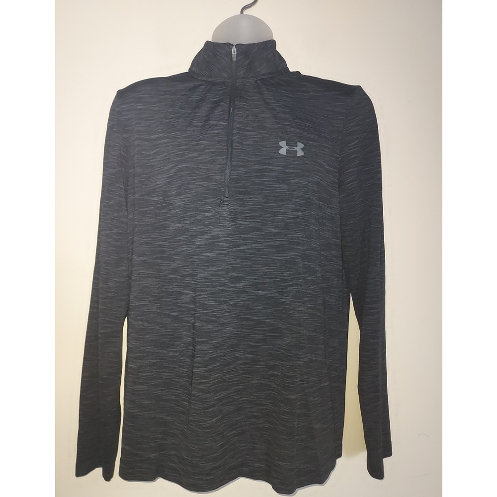 Under Armour Men's Pullover Large 1/4 Zip Long Sleeve HeatGear Fitted Black